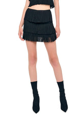 Minigonna nera con frange ST223SPFA21001BLACK NORMA KAMALI