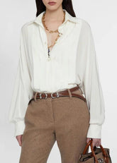 Camicia bianca in pura seta con pieghe frontali D472K310VKX10602 ERMANNO SCERVINO