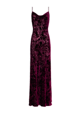 abito lungo bordeaux a fantasia in velluto devoré trasparente S61128RSPDPSR L'AGENCE