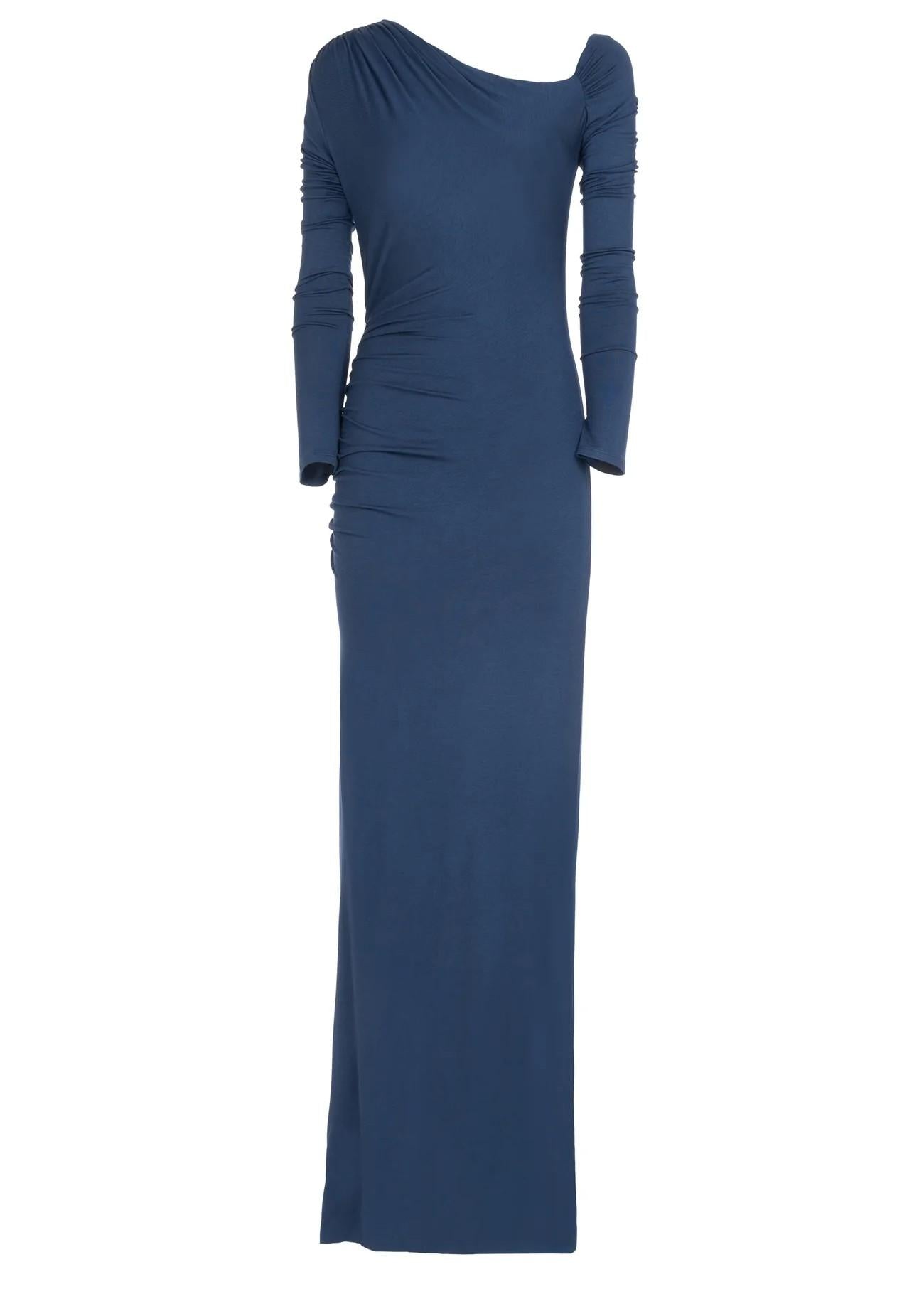 Abito lungo blu monospalla in jersey 8791R10001 LES FILLES D'EVA