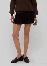 Minigonna plissettata in lana marrone AM50DARK BROWN AMIYA