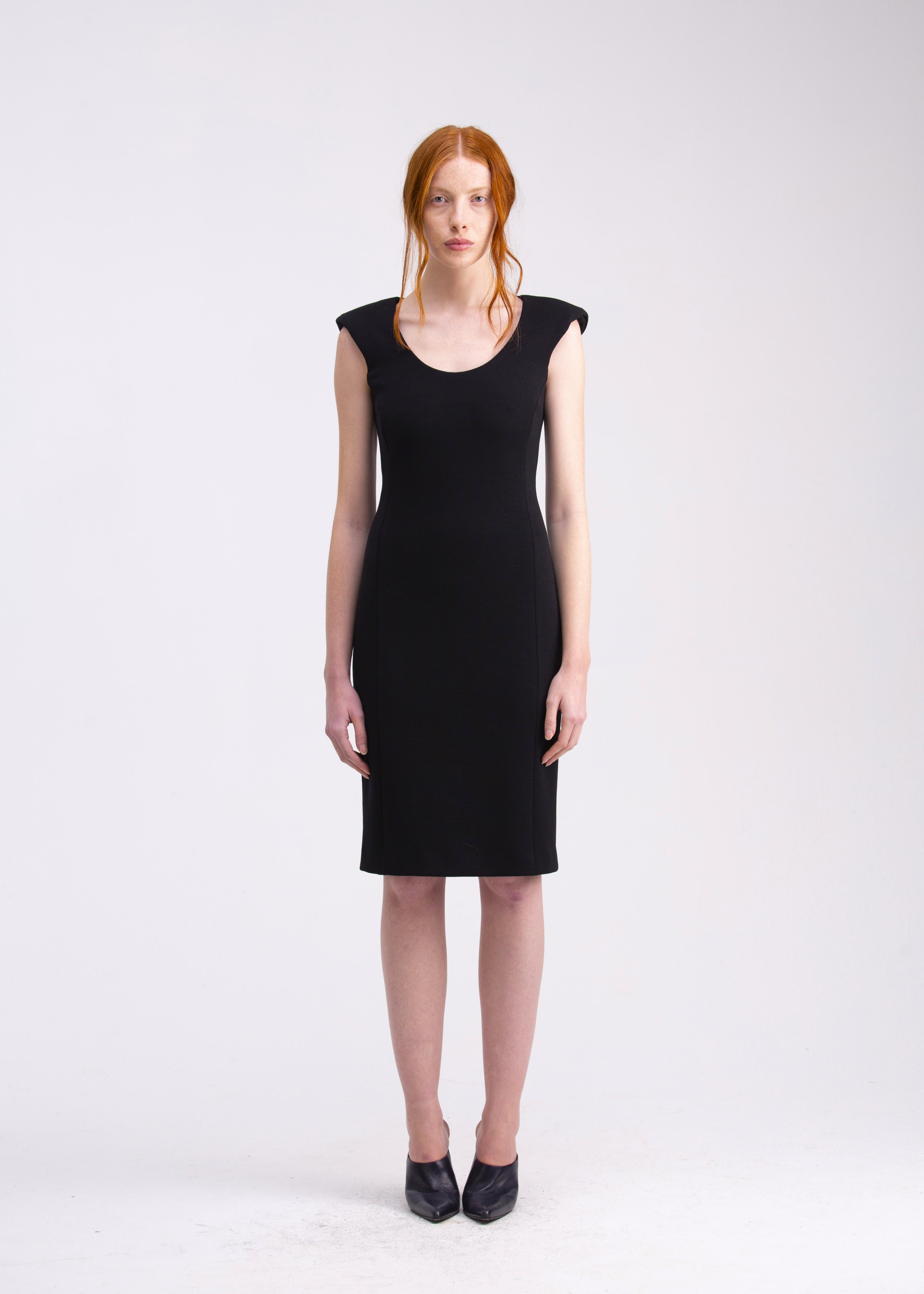 Abito aderente nero con spalline e scollo rotondo AB04ROA1028999 GENTE