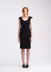 Abito aderente nero con spalline e scollo rotondo AB04ROA1028999 GENTE