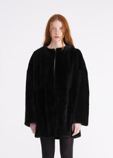 Caban girocollo in Castor merino nero CP02NERO GENTE