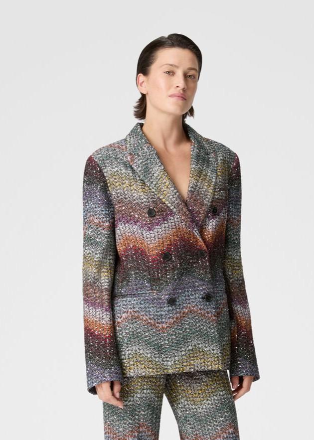 Blazer doppiopetto Multicolor in viscosa lamé con paillettes DS26SF02BC005YS72P0 MISSONI