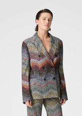 Blazer doppiopetto Multicolor in viscosa lamé con paillettes DS26SF02BC005YS72P0 MISSONI