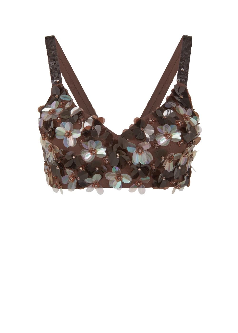 Bralette marrone con disegno floreale in paillettes GYMD311708808 P.A.R.O.S.H.