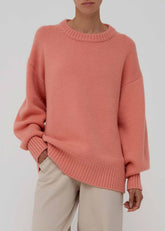 Maglione girocollo in 100% cashmere color cipria AM43BLUSH AMIYA