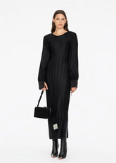 Abito Lungo nero plissè con spacco laterale 8782R10002 LES FILLES D'EVA