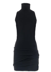 minidress nero in maglia con collo alto e drappeggio frontale 8607R10004 LES FILLES D'EVA