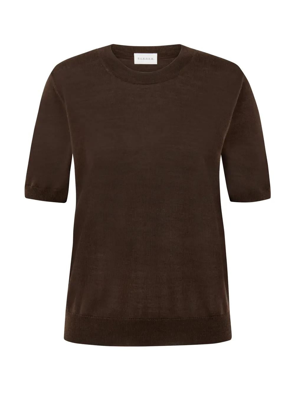 Maglia girocollo in lana a maniche corte color testa di moro LINFA26D540779086 P.A.R.O.S.H.