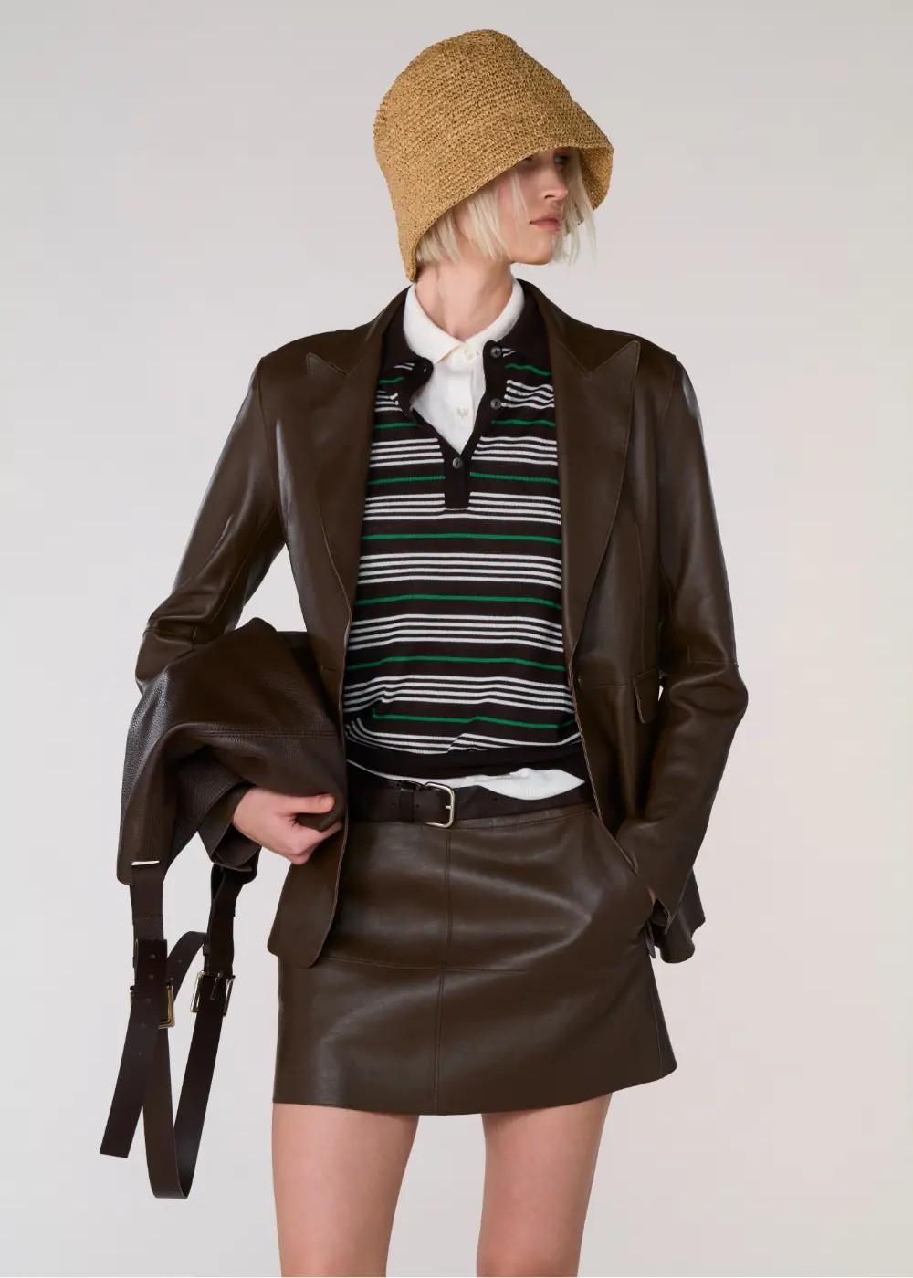 Minigonnain pelle color testa di moro MACIOCK26D630603008 P.A.R.O.S.H.