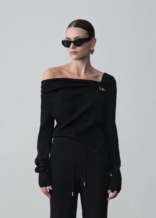 Danamè Maglia Petra con scollo aperto Nera 426SS4808KBLACK DANAMÉ