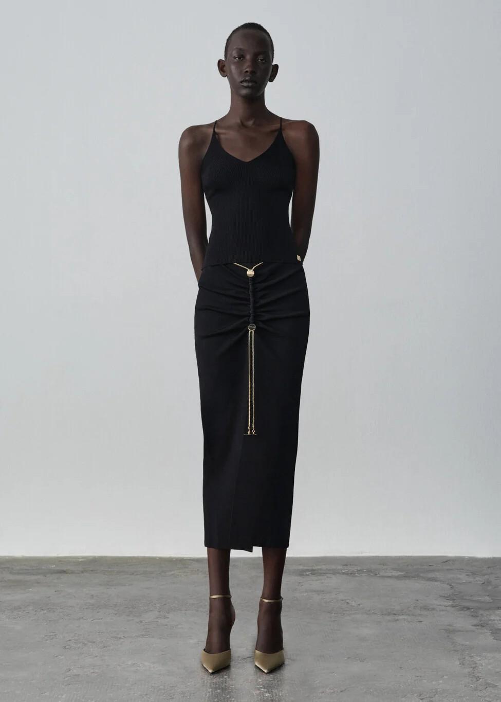 Danamè Gonna Midi Ora Nera 426SS4802KBLACK DANAMÉ