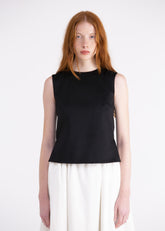 Top smanicato nero con scollatura ovale TP01ROA1030999 GENTE