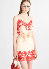 Ermanno Scervino Top Lingerie Albicocca con Pizzo Rosso D482L320APXZV20917 ERMANNO SCERVINO