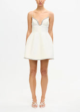 Miniabito bianco con finiture in strass argento AS2510014DIVORY ACLER