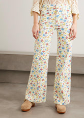 Jeans bootcut bianco a vita alta in denim floreale 110851889ROSE BOWL MOTHER WOMEN