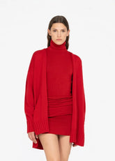Cardigan lungo rosso in lana e cashmere 8600K50003 LES FILLES D'EVA