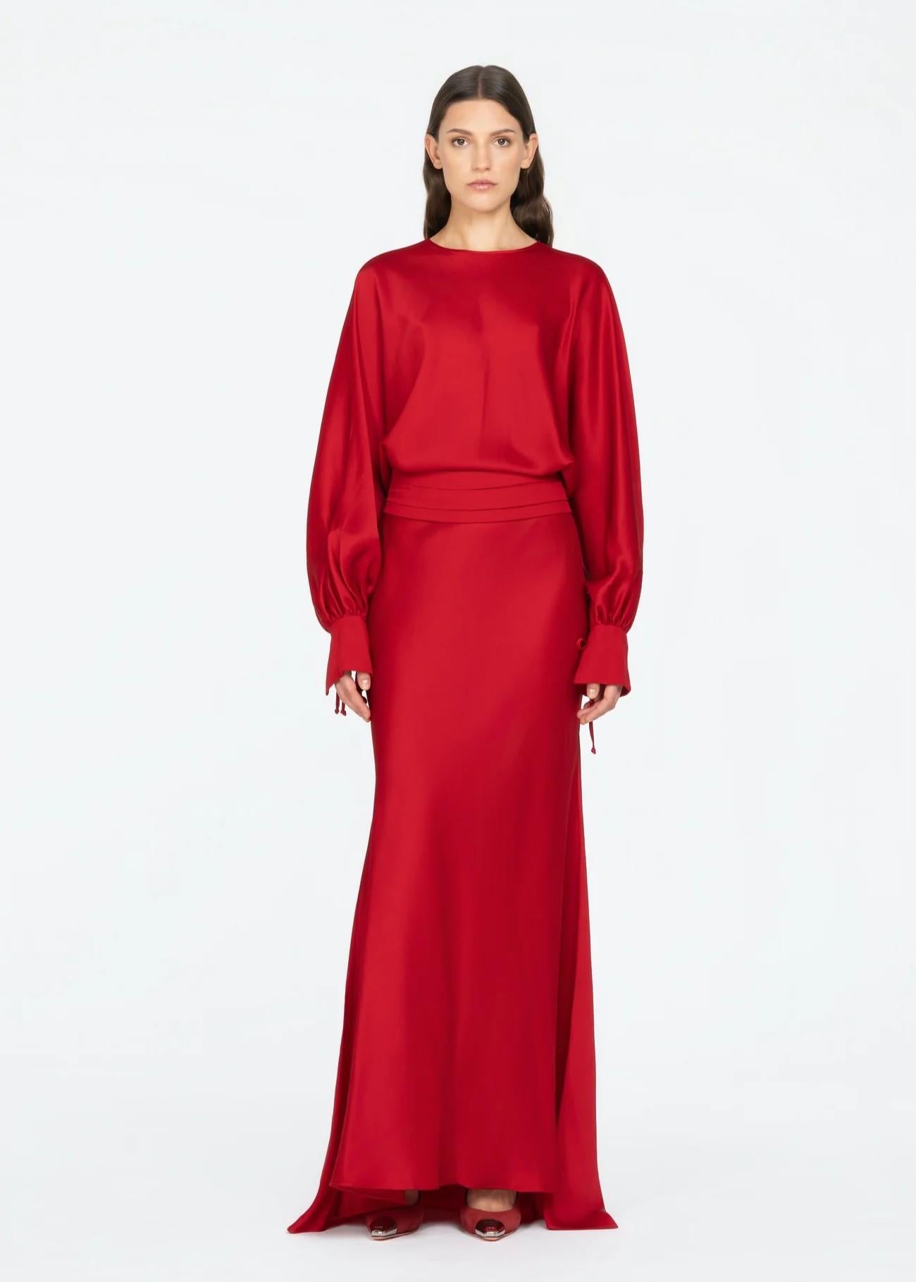 Abito lungo rosso con scollatura sulla schiena 8731WR10004 LES FILLES D'EVA