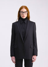 Giacca monopetto nerain lana dal taglio sartoriale GC09ROA1016999 GENTE