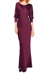 Abito lungo bordeaux con maniche dolman a tre quarti ST4253SAO70043PLUM NORMA KAMALI