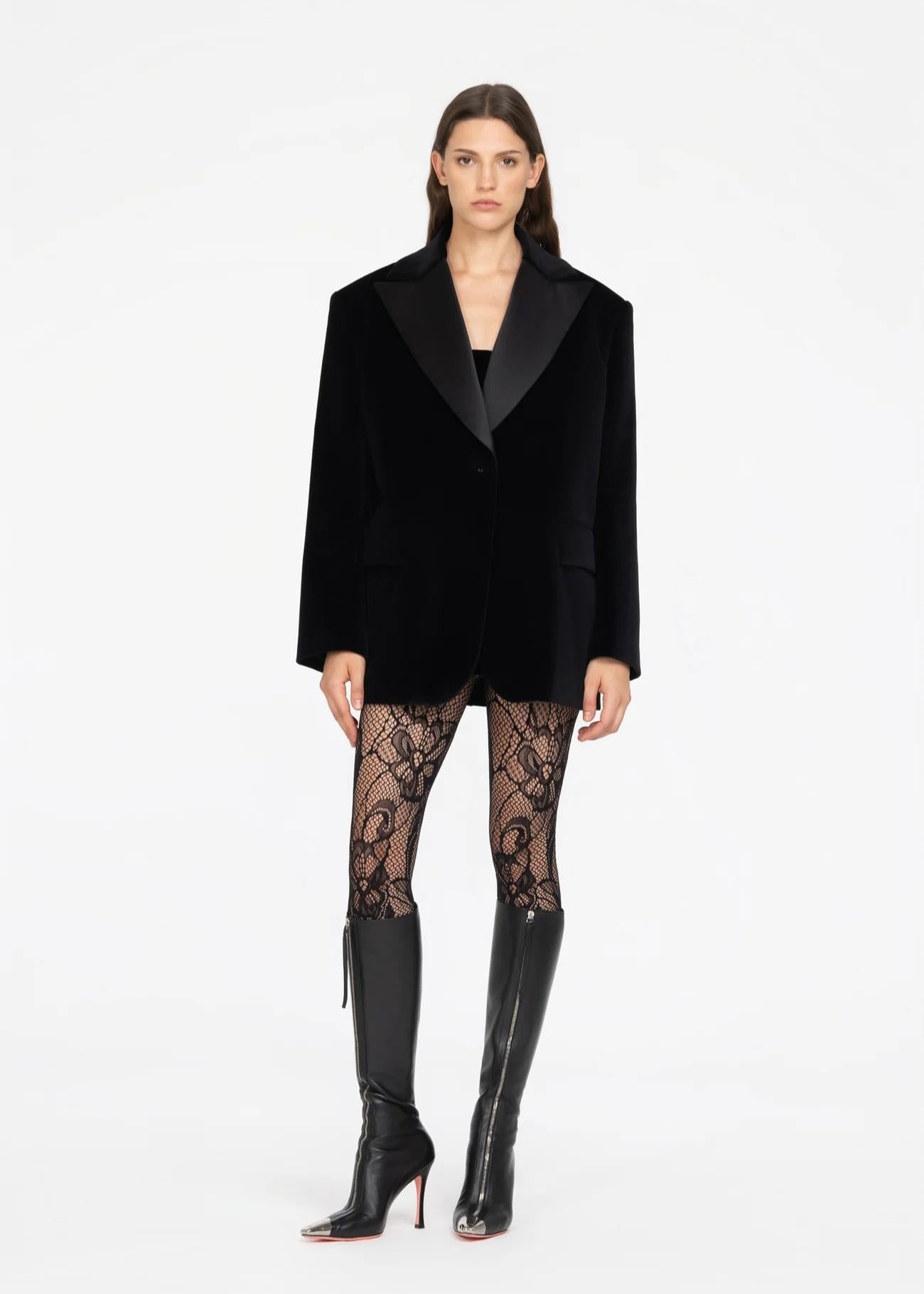 Blazer nero oversize in velluto 8802VR21001 LES FILLES D'EVA