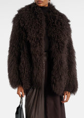 Giacca corta in mongolia color cioccolato WYV62668AGMOA2009 YVES SALOMON