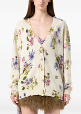 Cardigan Crema con fiori colorati 4M178AF1029 BLUMARINE