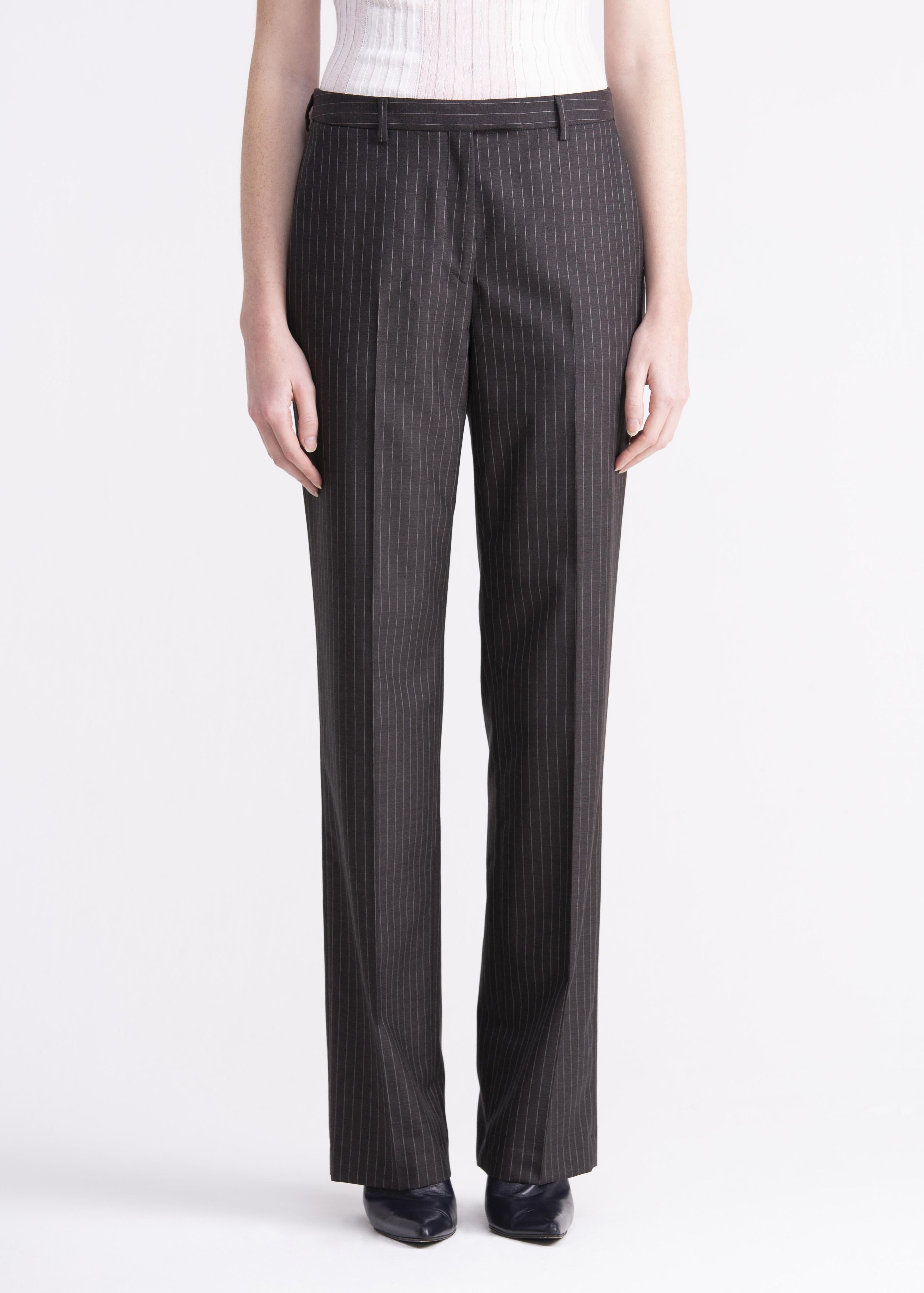 Pantaloni dritti gessati grigio scuro PN01ROA1011920 GENTE