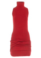 minidress rosso in maglia con collo alto e drappeggio frontale 8607R10003 LES FILLES D'EVA