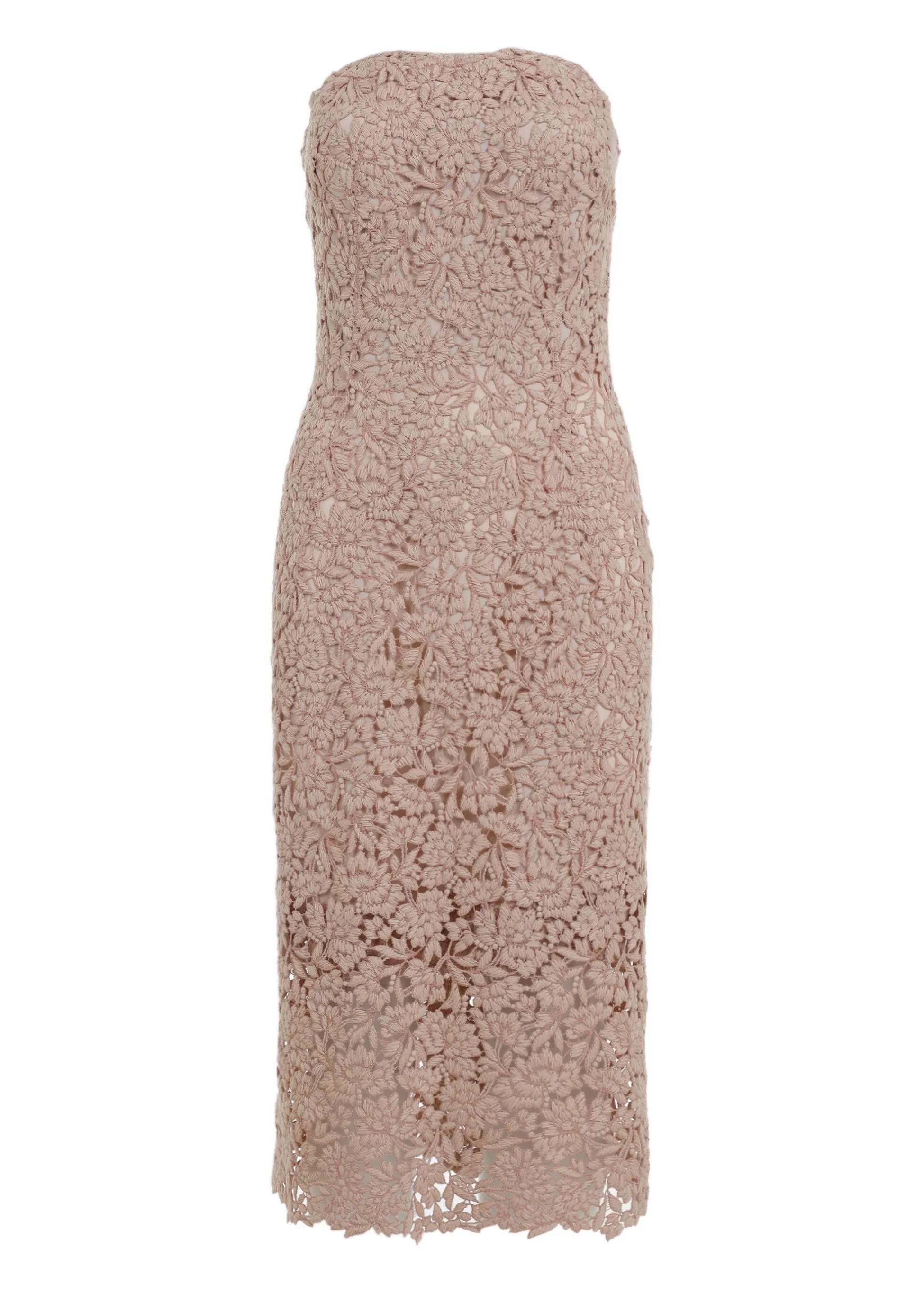Abito midi in pizzo beige senza spalline D472Q341UYOUYO61210 ERMANNO SCERVINO