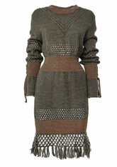 Abito corto verde militare in maglia elasticizzata A25FWABM17OLIVE AMOSA