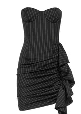 Minidress nero gessato a bustier 8750R10002 LES FILLES D'EVA