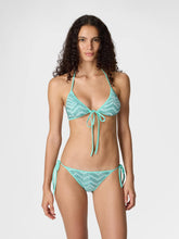 Bikini azzurro a triangolo a rete zig zag con paillettes MS26SP0IBV00ITS72PH MISSONI