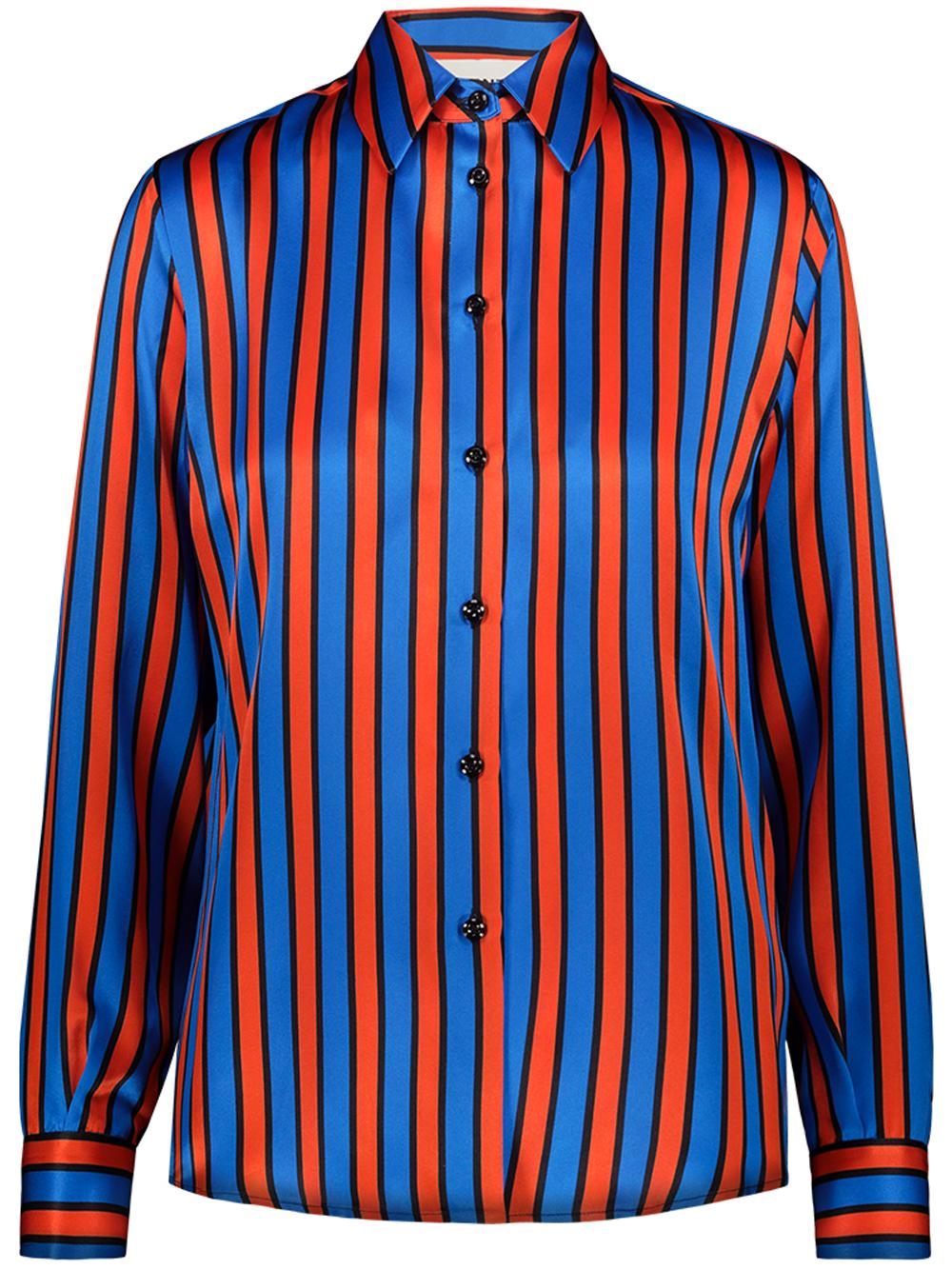 Camicia in raso a righe rosse e blu 22SGDSH200.BLUE RED GENTE