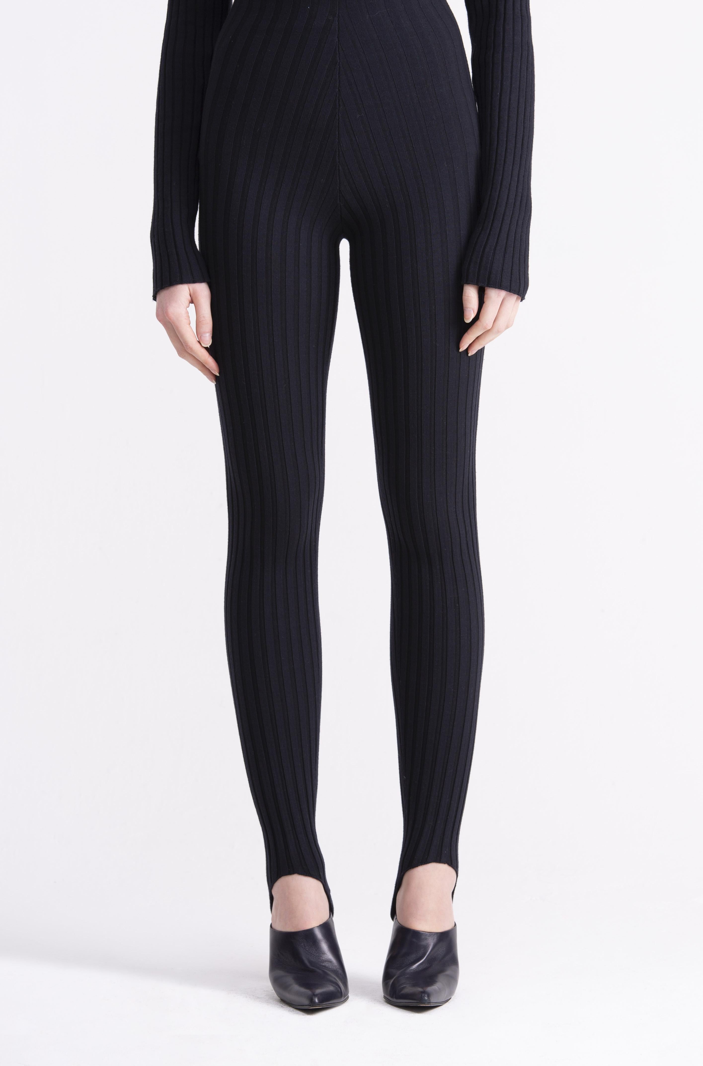 Leggings a vita alta a costine blu 22WGDKP847BLUE GENTE