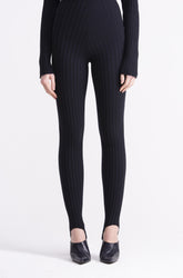 Leggings a vita alta a costine blu 22WGDKP847BLUE GENTE