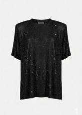Twenty For Haitch T-Shirt Over in Tulle con Manica Corta Imbottita Nero