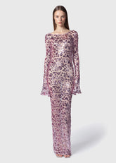 Twenty Four Haitch Abito Lungo Texas in Maglia con Paillettes Lilla