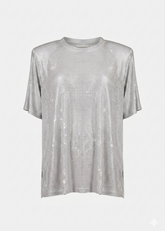 Twenty For Haitch T-Shirt Over in Tulle con Manica Corta Imbottita Argento