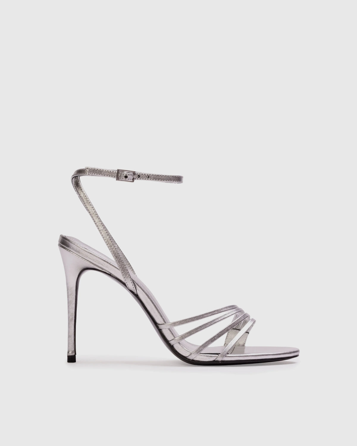 Black Suede Studio Sandalo Ella con Tacco Argento