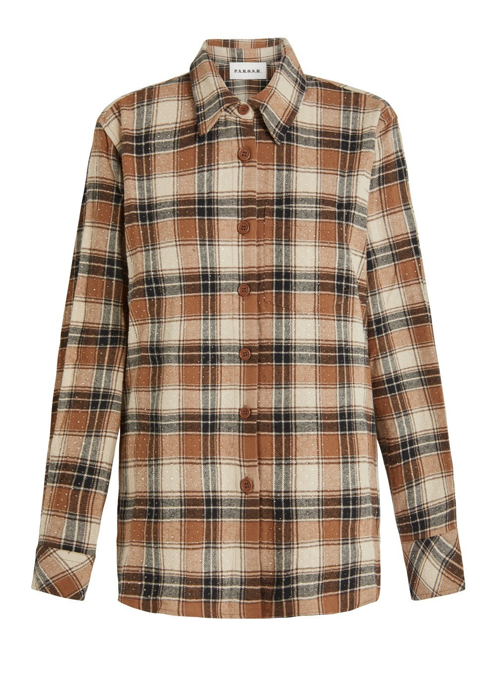 Parosh Camicia Cowboy con Fantasia a Quadri Marrone