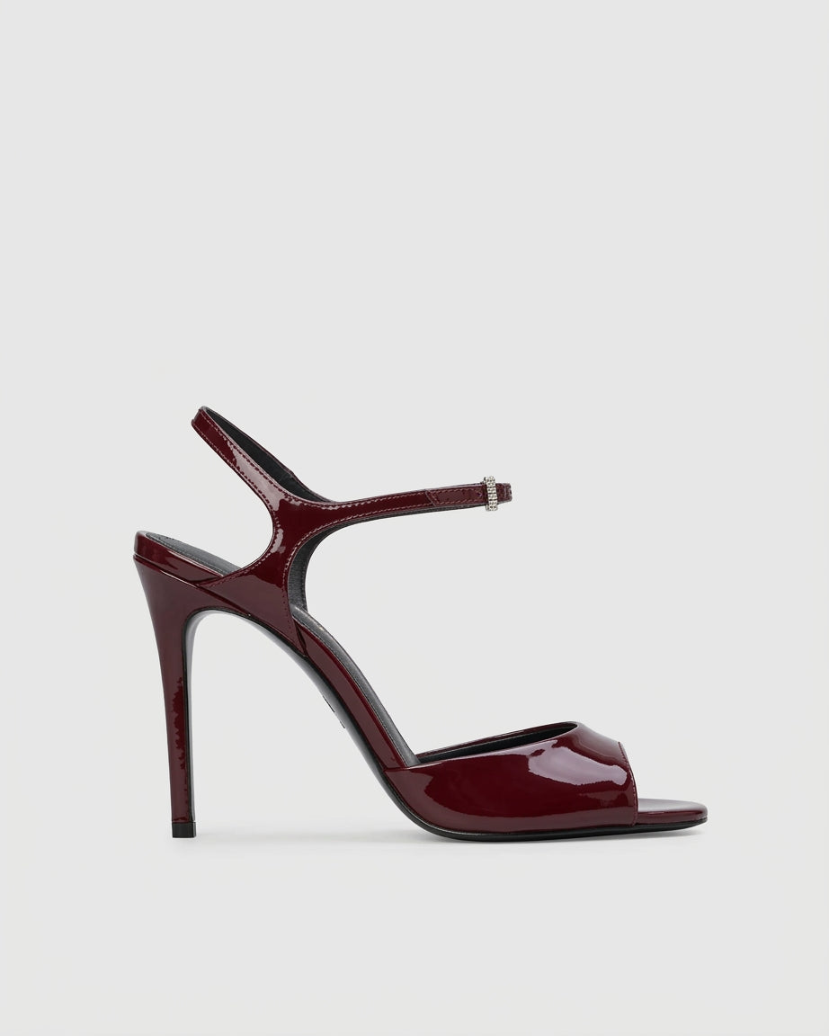 Black Suede Studio Sandalo con Tacco Bordeaux