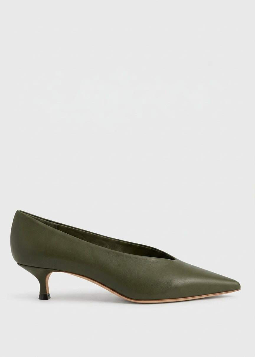 Le Monde Beryl Decollete Babouche Kitten Verde Militare