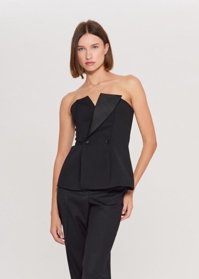 Parosh Top Bustier Liliuxy Strutturato Senza Maniche Nero