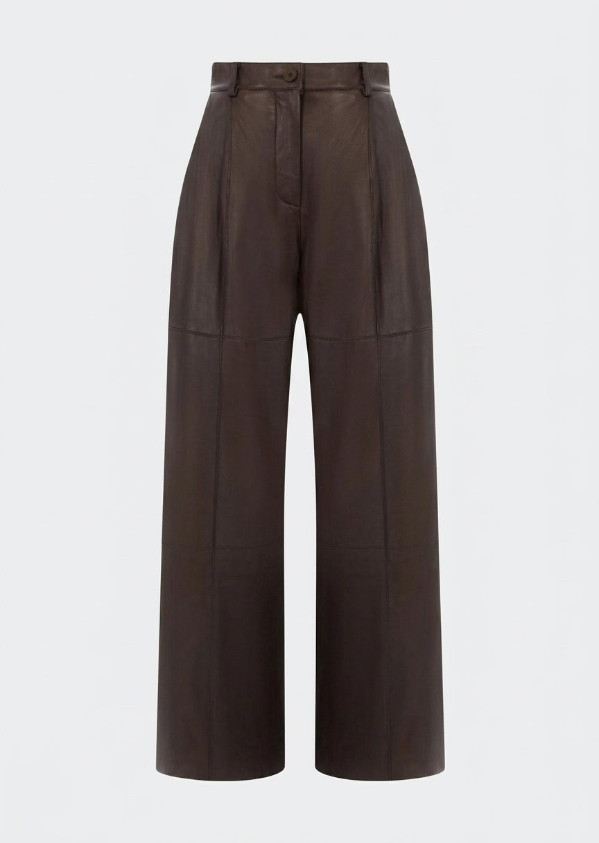 Parosh Pantalone Maciock Wide in Pelle Testa di Moro