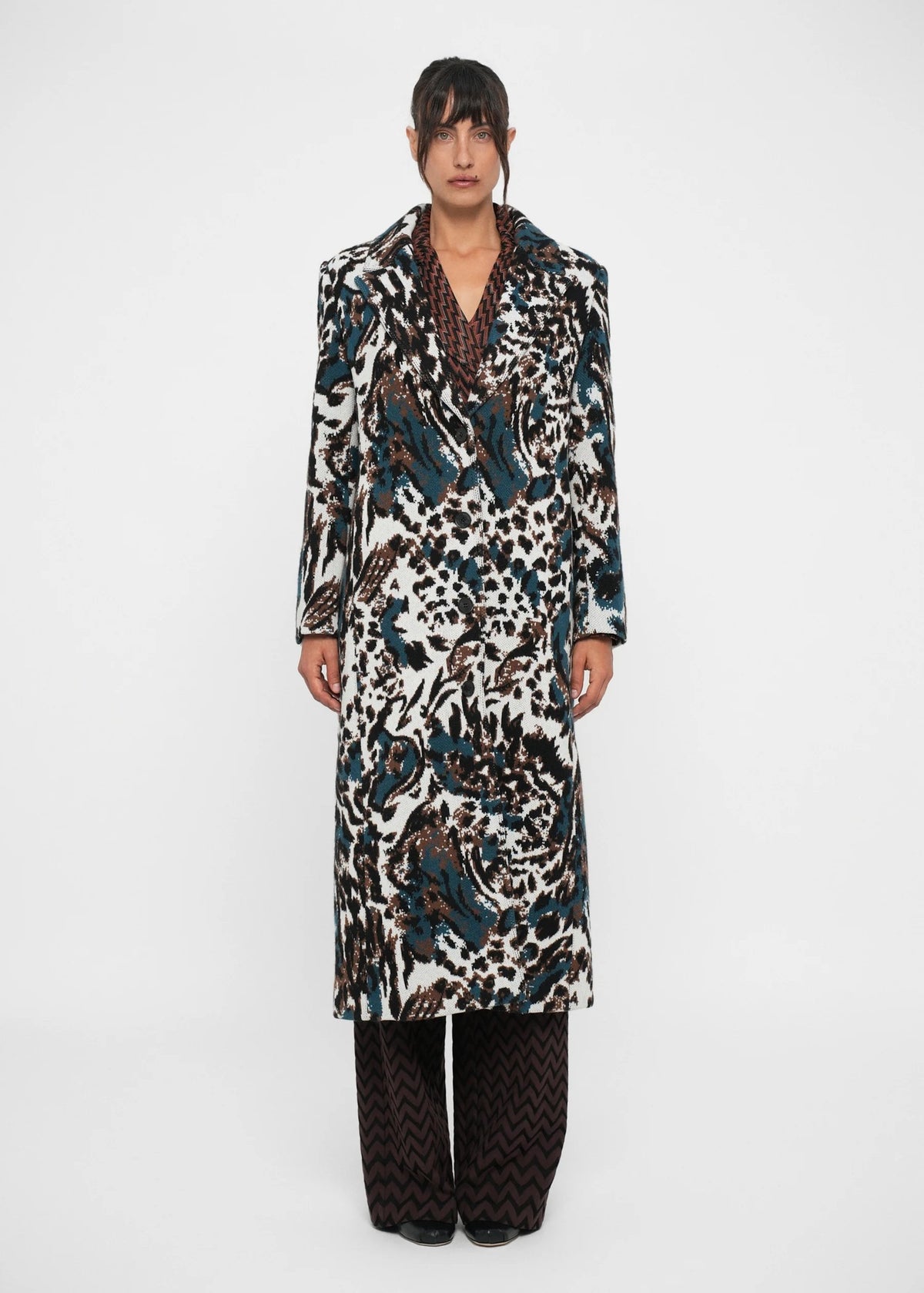 Missoni Cappotto Doppiopetto Multicolor in Fantasia Animalier