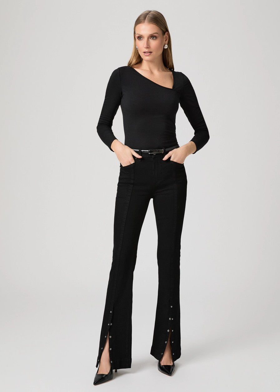Paige Jeans Bootcut Manhattan Nero con Spacchi