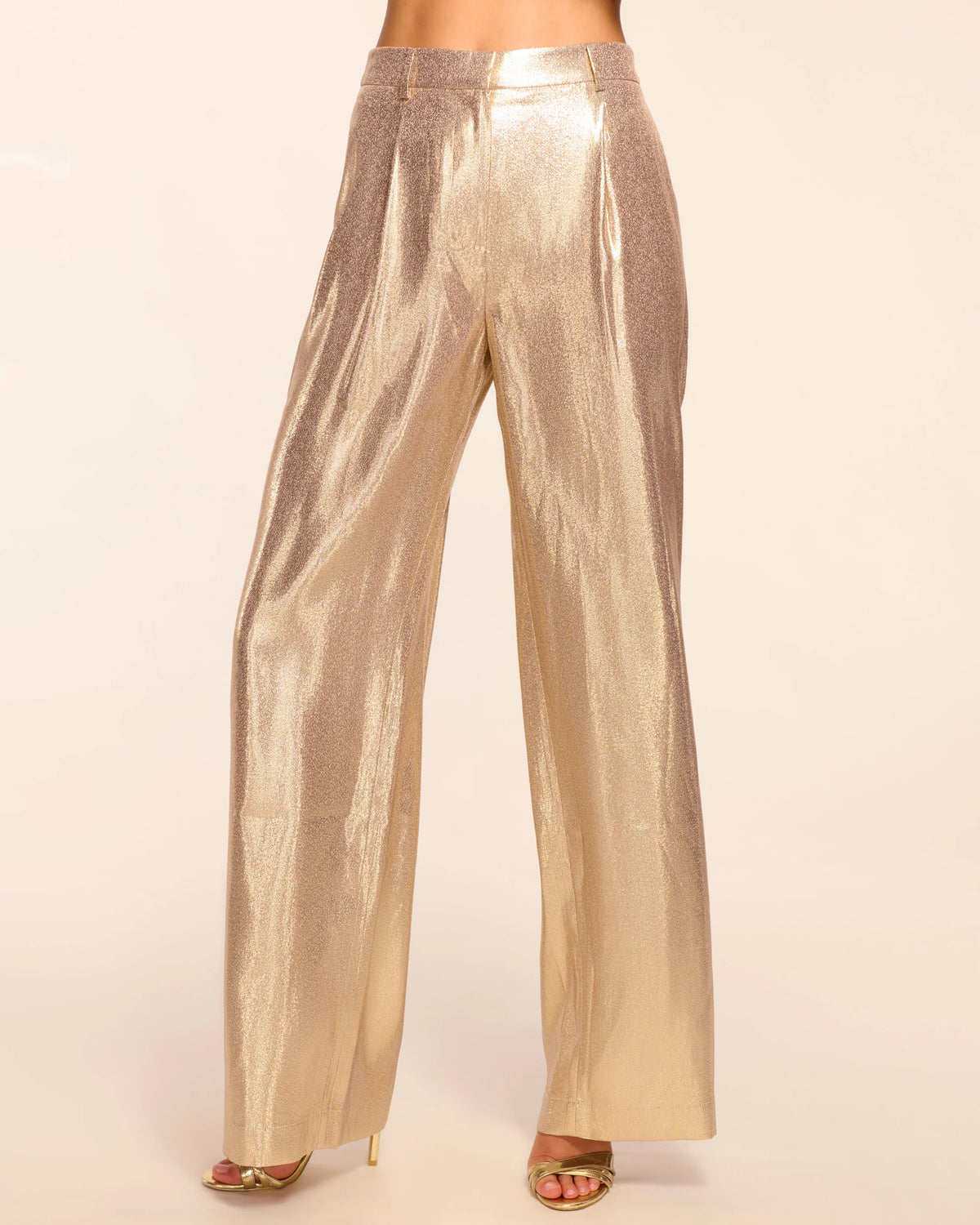Ramy Brook Pantaloni Wide Leg Izzy Oro in Seta Lamè